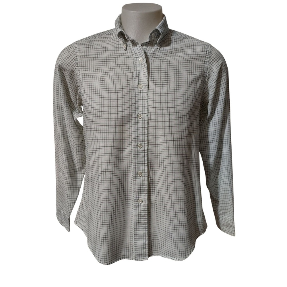 L.L. Bean Dress Shirt Women's Size 18 Check Cotton Button Front Blouse  Collared